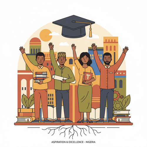 Students aspiring for higher education in Top Federal Universities Nigeria Engineering Medicine, surrounded by university symbols.