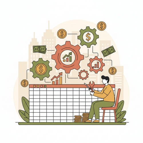 A person building a financial model in a spreadsheet, illustrating financial modeling essential skills for investment banking with charts and graphs.