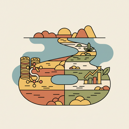 Illustration showing two diverging paths, one labeled STEM with a money bag and the other Liberal Arts with a growth chart, representing the STEM vs. Liberal Arts Payoff in career earnings.