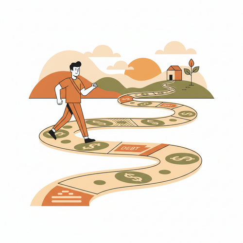 A person confidently walking on a path of dollar bills, symbolizing the journey to refinance private student loans for lower rates.