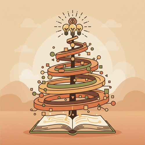 Illustration showing a conceptual growth of knowledge in AI and Machine Learning through free resources.