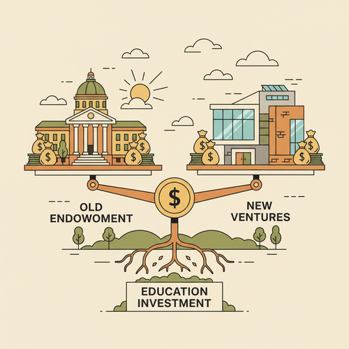 Illustration comparing Ivy League vs. Public Ivies on a scale, symbolizing the balance between academic prestige and college costs, important for financial planning.