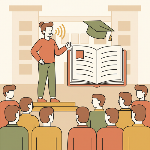 Master Public Speaking Free Courses – illustration of a confident speaker on a stage