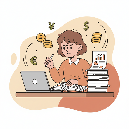 Student successfully appealing financial aid award, reviewing financial documents at a desk