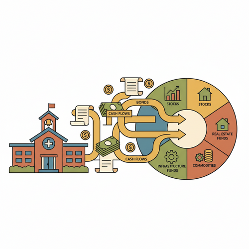 Conceptual illustration depicting the macroeconomic impact of tertiary infrastructure securitization, showing capital flow into essential public assets.