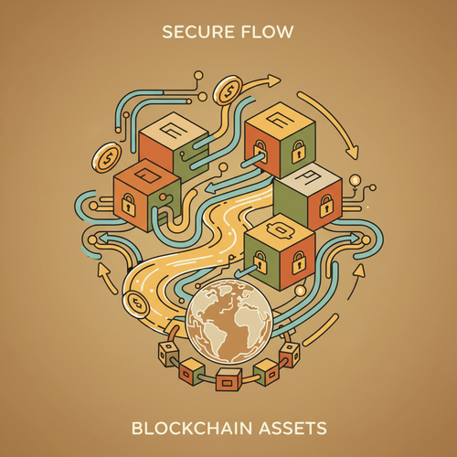 Illustration of decentralized capital management, showing secure digital assets and optimized liquidity across blockchain networks.