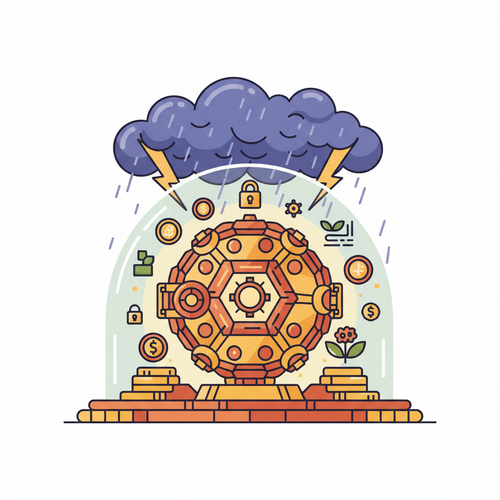 Decentralized Capital Preservation mechanisms shown as a secure digital vault protecting assets from fiscal depreciation and monetary debasement in a conceptual illustration.
