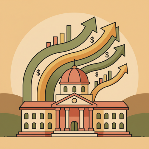 Illustration showing university debt yield optimization through strategic fixed-income issuance.