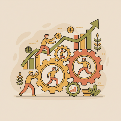 Open-Source Competency Valuation: Illustration of human capital driving innovation and corporate growth through open-source technologies.