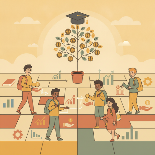 Students strategically navigating scholarship opportunities for optimal financial returns and human capital growth, representing scholarship yield optimization and academic subsidization arbitrage.