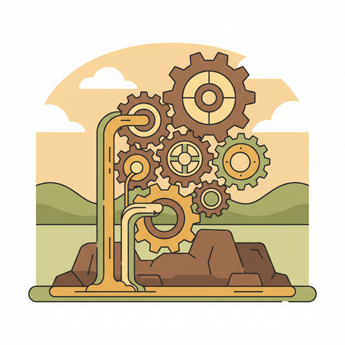 Illustration representing institutional credit structuring managing fixed-income assets in academic debt cycles with interlocking financial gears.