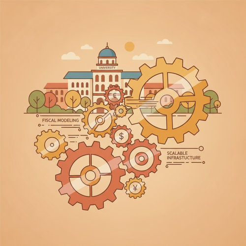 Illustration of quantitative fiscal modeling influencing infrastructure scalability in academic institutions