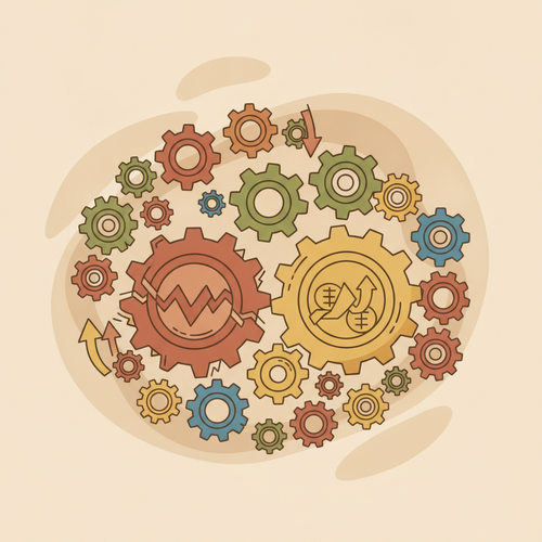 An illustration representing Quantitative Portfolio Risk Modeling and Academic Valuation Frameworks, with financial symbols and data visualization elements.