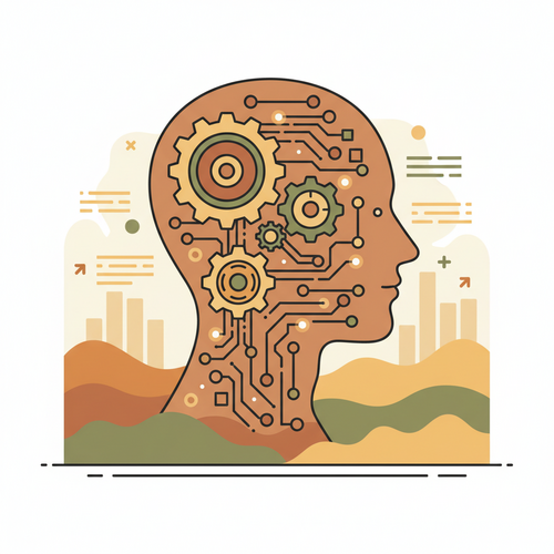 Algorithmic Knowledge Ecosystems visually represented as interconnected data nodes forming a human profile, illustrating scalable labor competence and corporate productivity.
