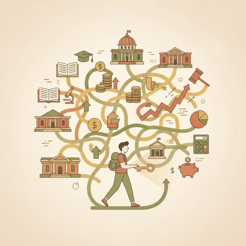 Conceptual illustration of sovereign educational subsidies tax optimization and liability deflection strategies.