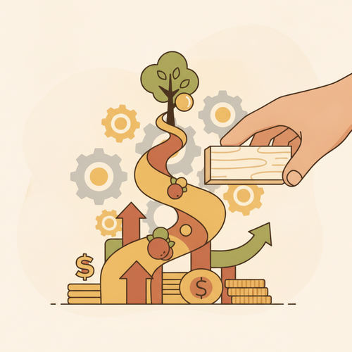 Conceptual illustration of strategic discretionary capital accumulation leading to long-term yield maximization with growth elements.