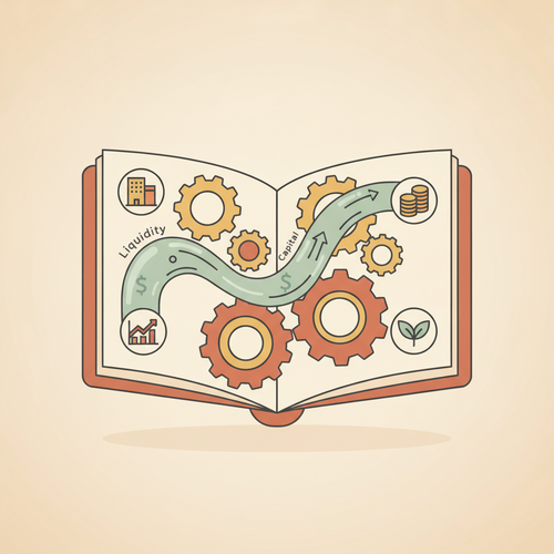 Illustration depicting the quantitative optimization of liquidity allocation within institutional investment portfolios.