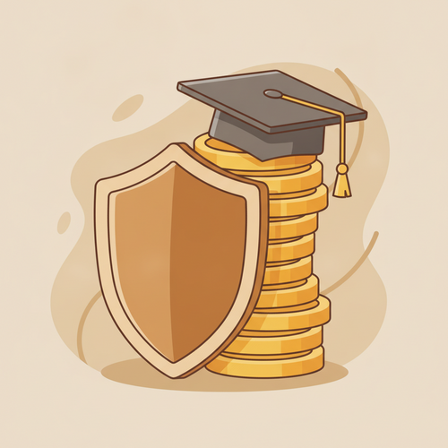 Illustration depicting High-Net-Worth Educational Trusts as a protective financial shield for asset growth and educational funding.