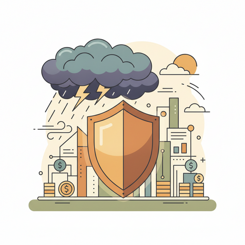 Illustration depicting convexity hedging protecting academic capital pools from macroeconomic endowment volatility.