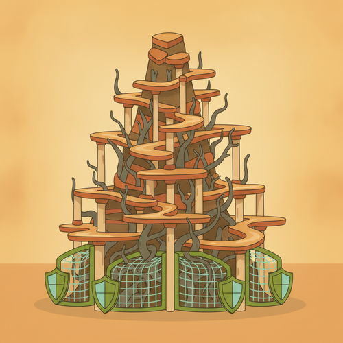 Illustration depicting the layered structure of subordinated student loan securitization, showing mezzanine debt and loss absorption mechanisms in a financial context.