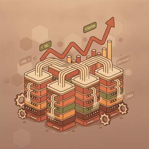 Illustration of open-source machine learning architectures driving predictive market modeling in computational finance.