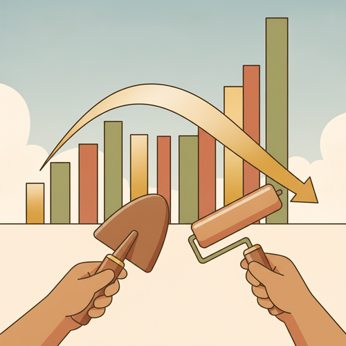 Flat design illustration of a sovereign debt yield curve, depicting an inverted shape, with abstract hands or tools strategically adjusting its duration in a deflationary economic environment.
