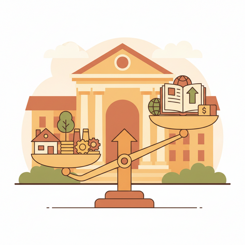 Illustration of diverse asset classes within a sovereign endowment capital deployment strategy for academic institutions.