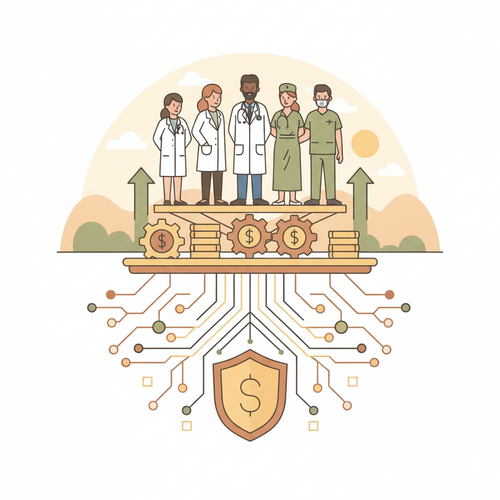 Illustration of medical cohort underwriting, showing specialized high-earning practitioners benefiting from risk-adjusted refinancing facilities.