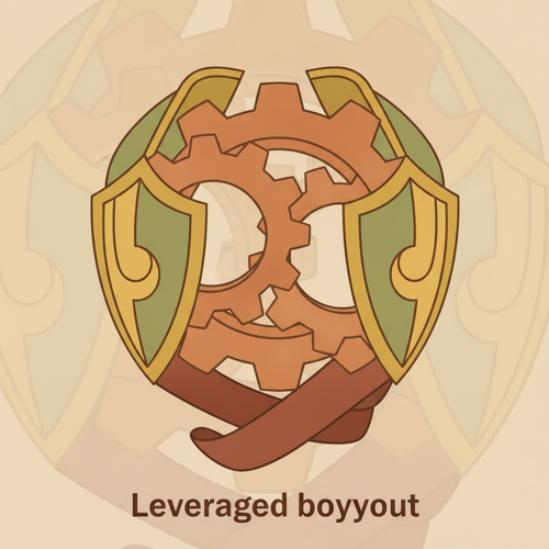 Conceptual illustration of senior secured credit facilities with intertwined gears representing covenants and protective shields, signifying debt structuring and default mitigation in leveraged Buyouts.
