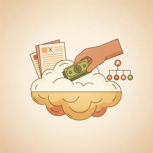 Illustration of a donor-advised fund concept, showing money flowing into a charitable vehicle, symbolizing tax alpha and estate preservation benefits.